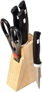 102 Kitchen Knife Set with Wooden Block and Scissors (5 pcs, Black)