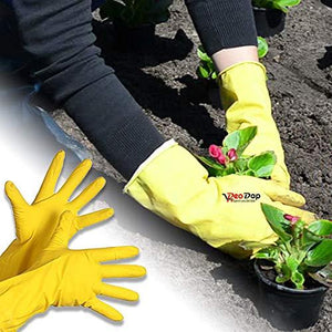 BulkySellers Gardening Tools - Reusable Rubber Gloves, Pruners Scissor(Flower Cutter) & Garden Tool Wooden Handle (3pcs-Hand Cultivator, Small Trowel, Garden Fork)