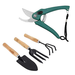 BulkySellers Gardening Tools - Flover Cutter & Garden Tool Wooden Handle (3pcs-Hand Cultivator, Small Trowel, Garden Fork)