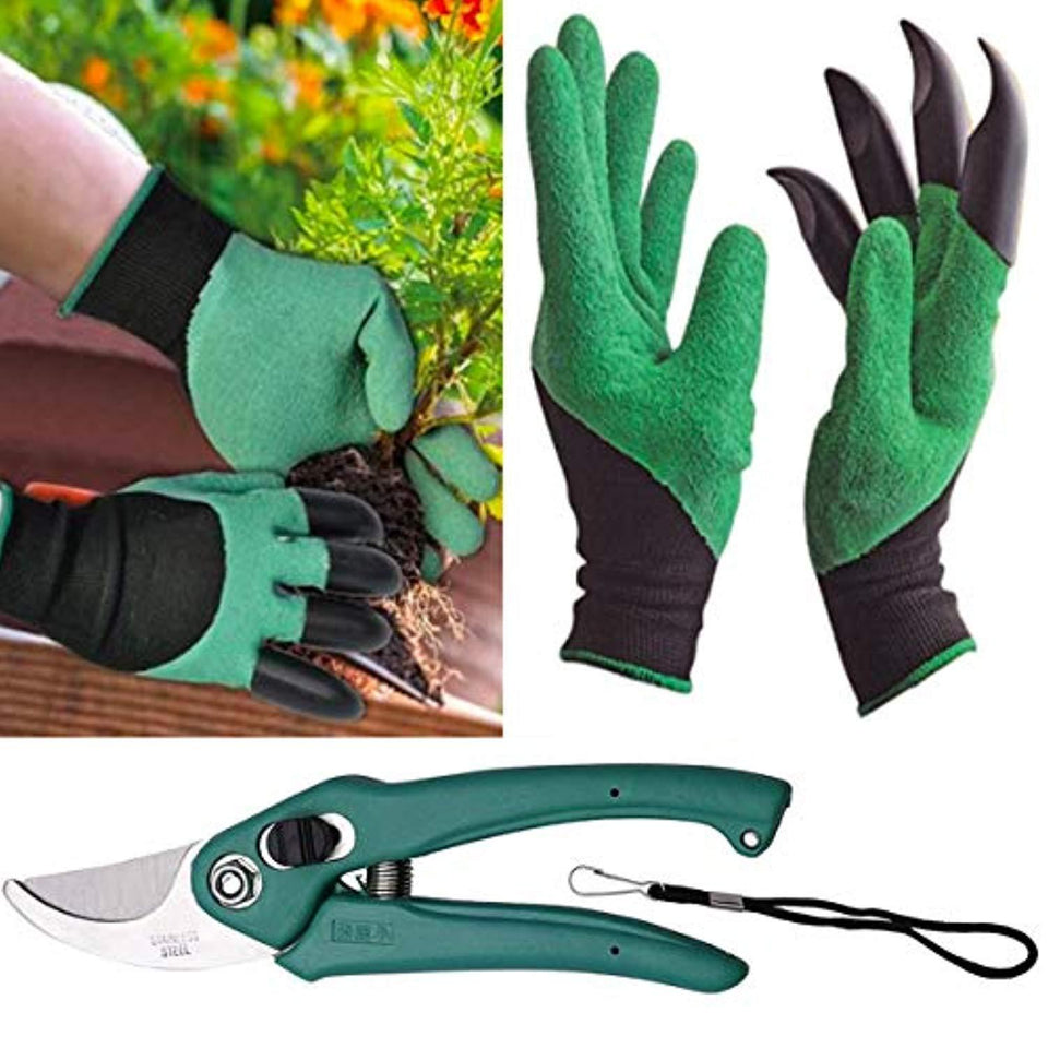 BulkySellers Gardening Tools - Garden Gloves with Claws for Digging and Planting, 1 Pair Ergonomic Grip, Incredibly Sharp Secateurs