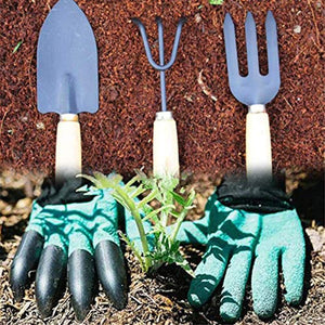 BulkySellers Gardening Hand Cultivator, Big Digging Trowel, Shovel & Garden Gloves with Claws for Digging & Planting