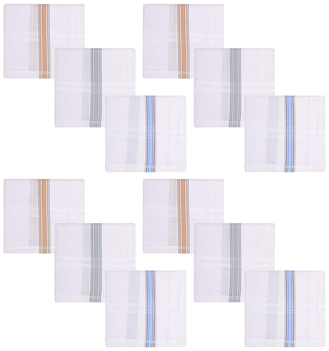 595 Men's Cotton Handkerchief (White, 12 pcs)